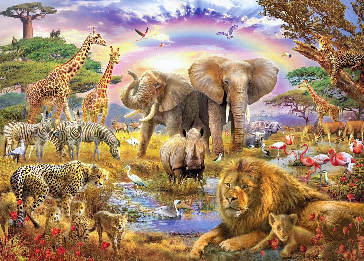 CHengQiSM 1000-Piece African Animal Jigsaw Puzzle | Jungle Scene for Adults, Teens & Kids | Home Decor Gift