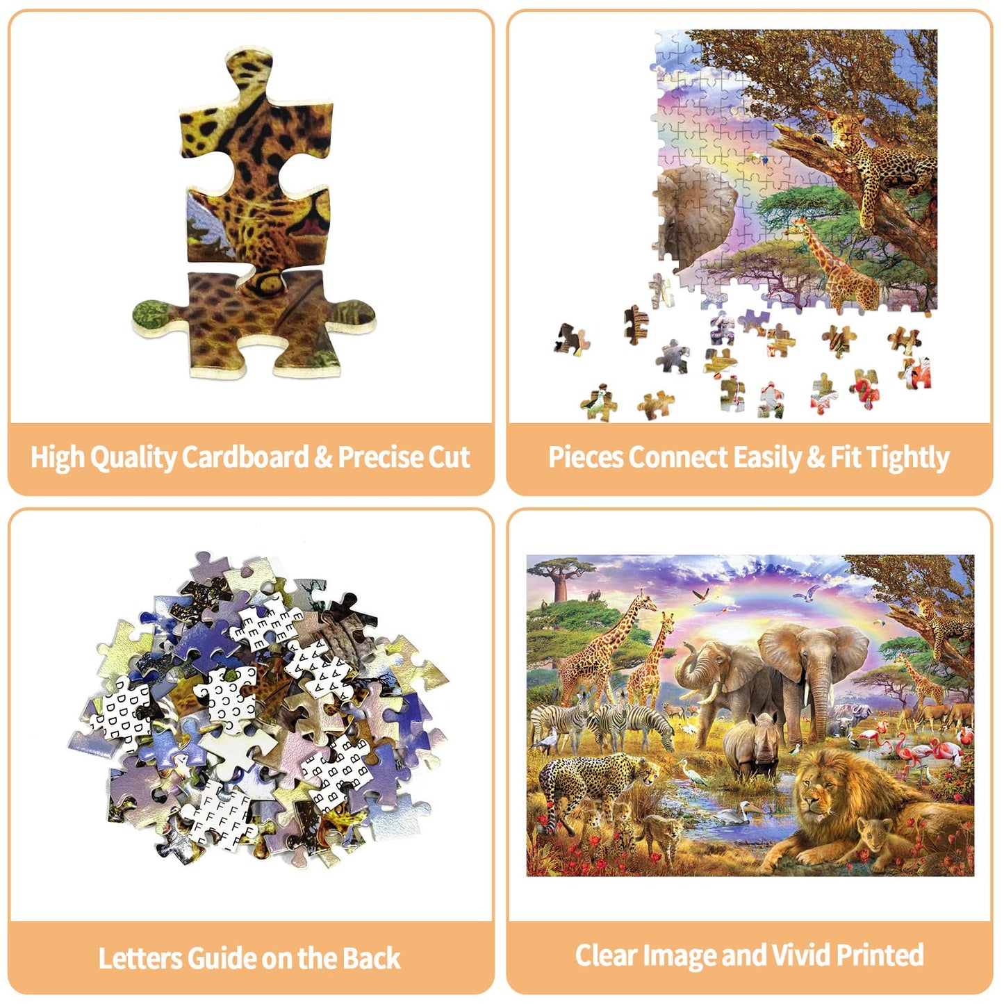CHengQiSM 1000-Piece African Animal Jigsaw Puzzle | Jungle Scene for Adults, Teens & Kids | Home Decor Gift