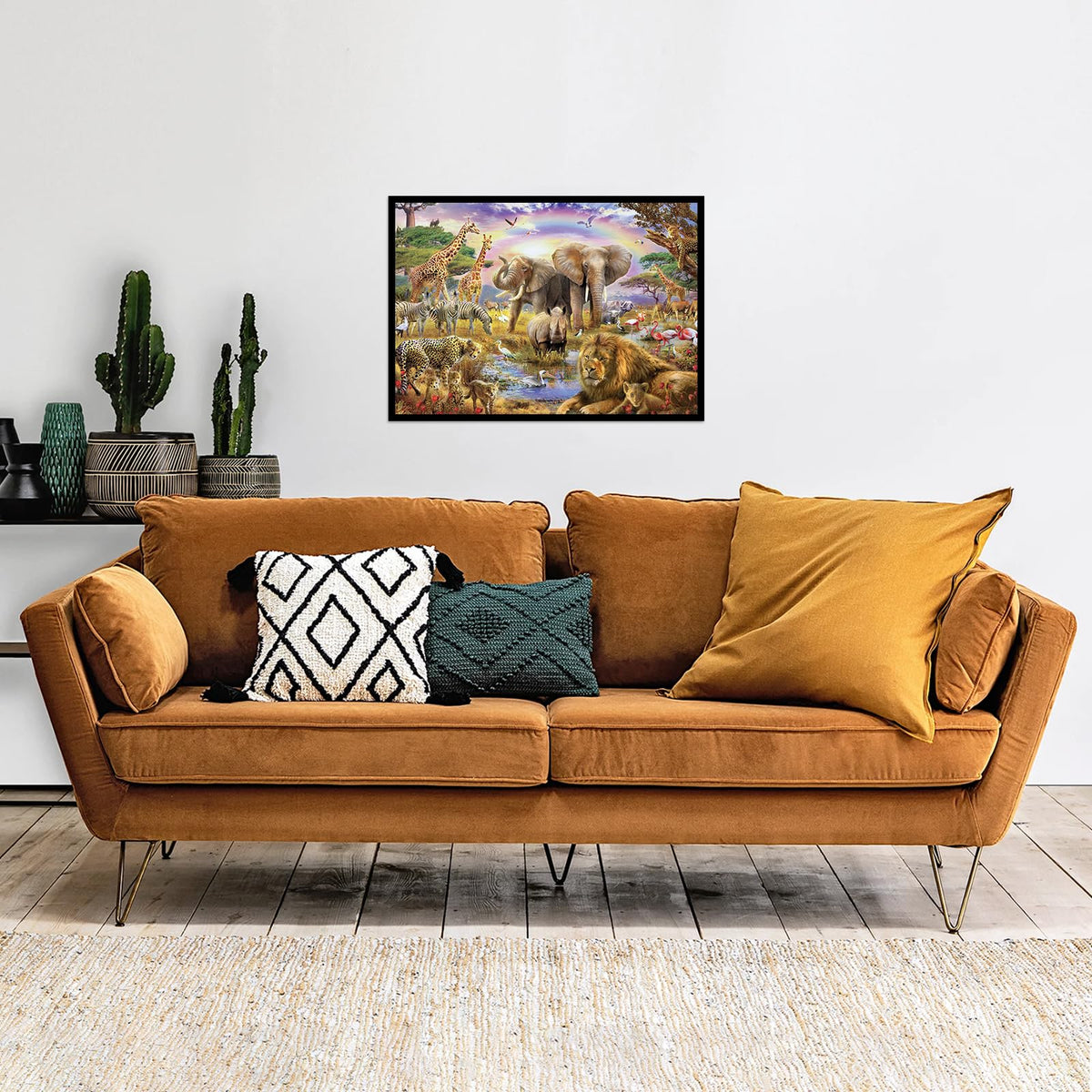 CHengQiSM 1000-Piece African Animal Puzzle – Elephant Jungle Scene for Adults