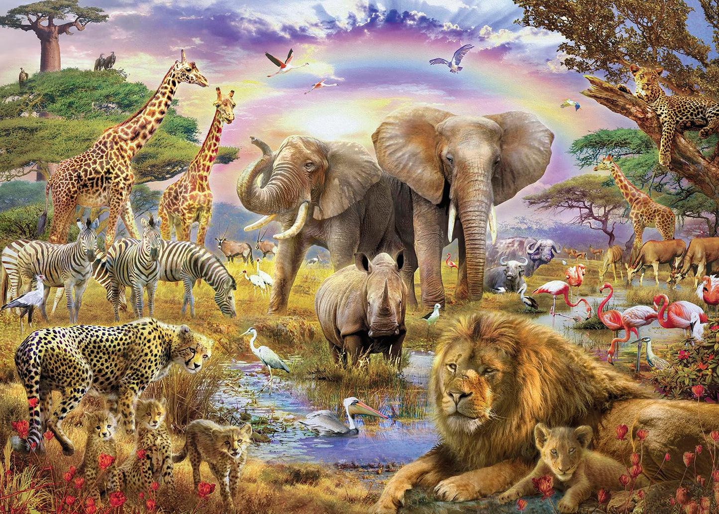CHengQiSM 1000-Piece African Animal Puzzle – Elephant Jungle Scene for Adults