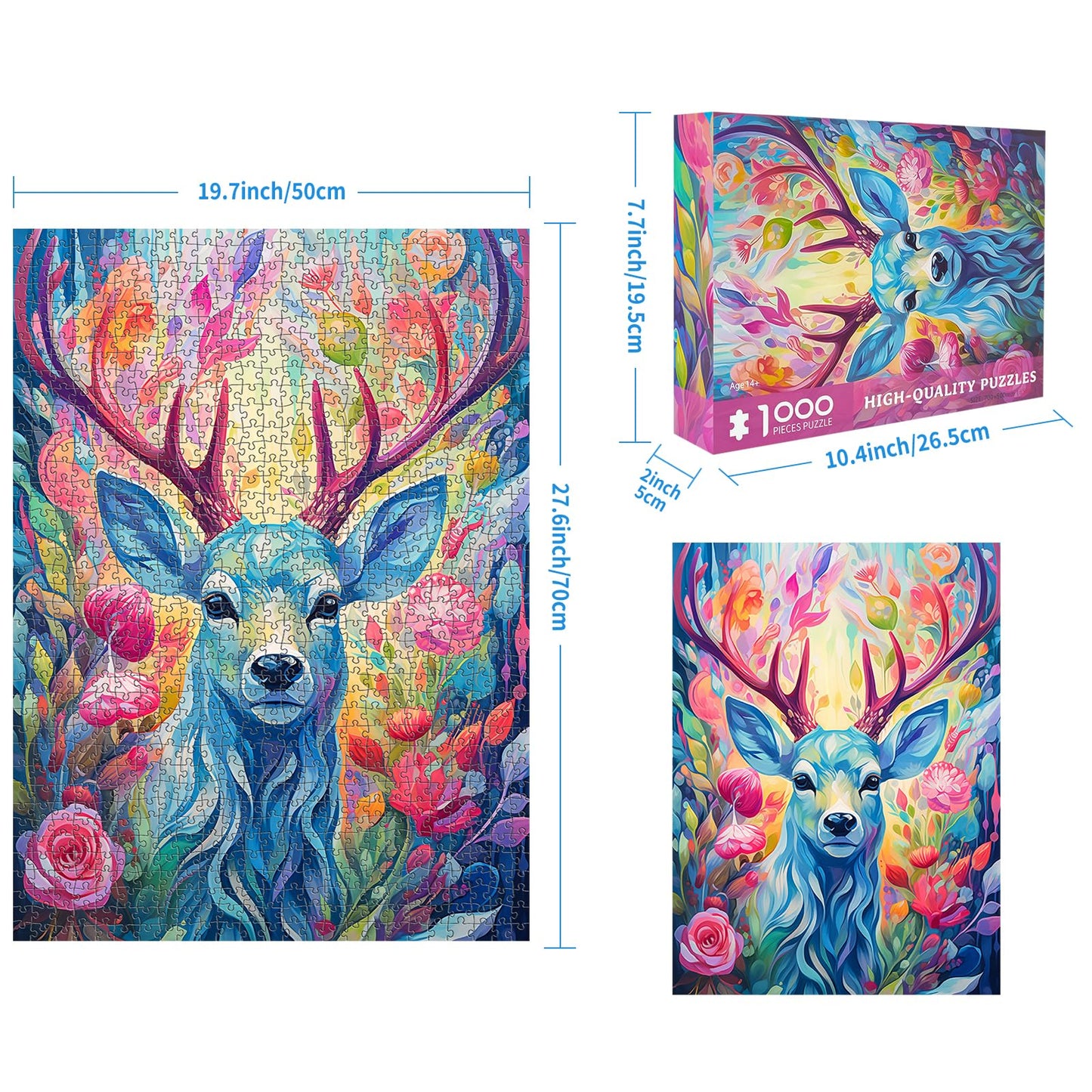 CHengQiSM 1000-Piece Geometric Deer Puzzle – Premium Quality, Anti-Glare