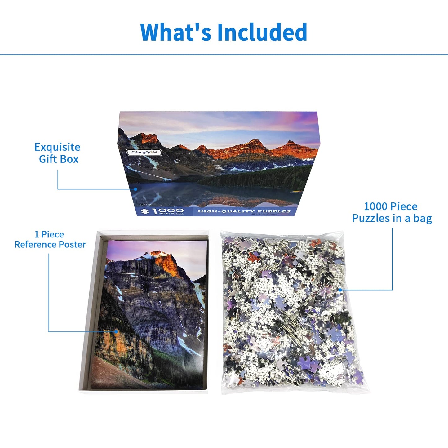 CHengQiSM 1000-Piece Moraine Lake Jigsaw Puzzle – Premium Quality for Adults, Frame-Worthy Home Decoration