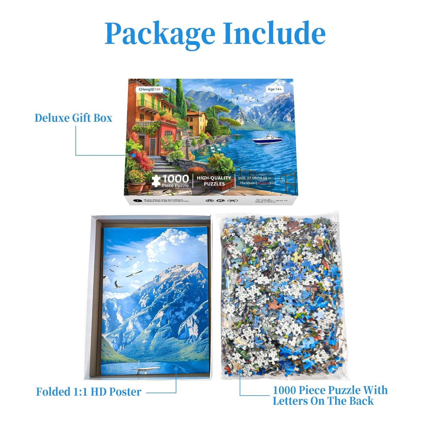 CHengQiSM Seaside Resort 1000-Piece Puzzle for Adults – Ocean City Landscape