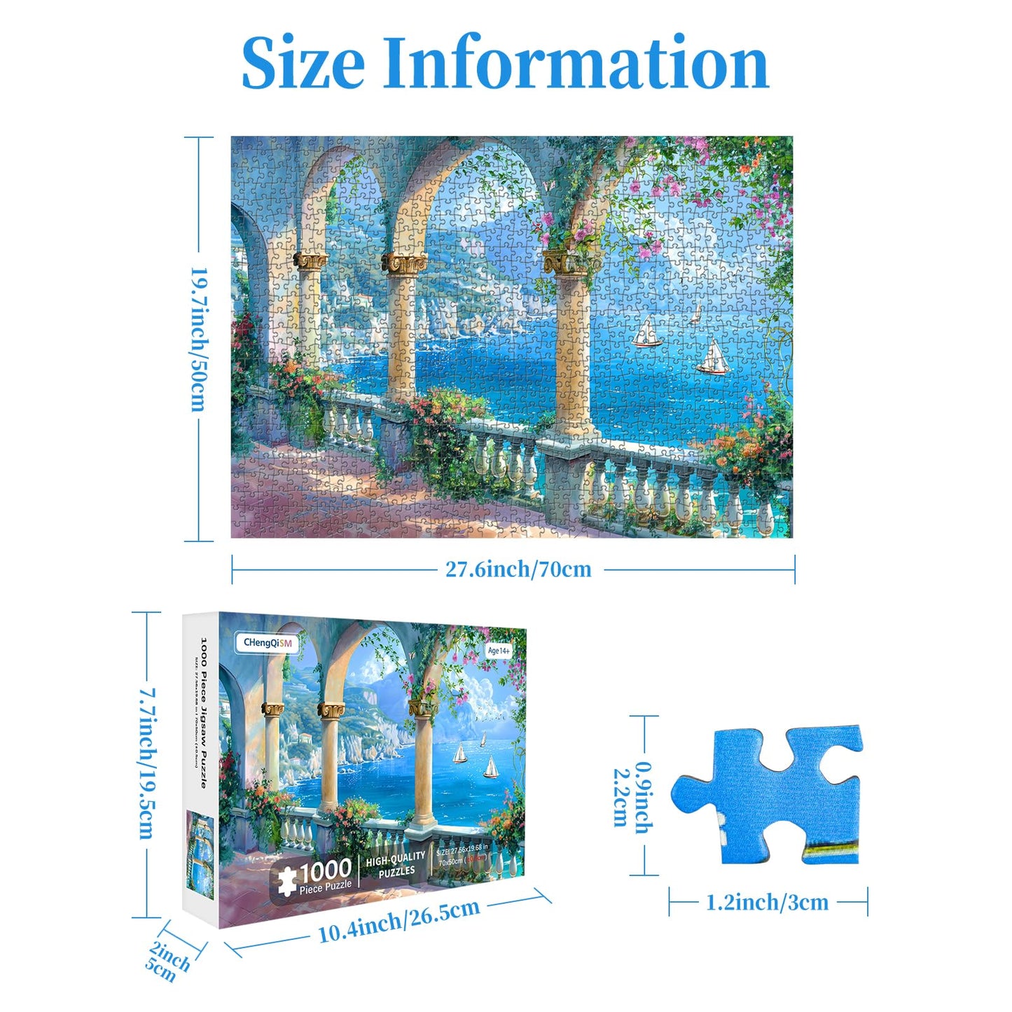 CHengQiSM Coastal Corridor 1000 Piece Puzzle – Ocean & Mountain View for Adults
