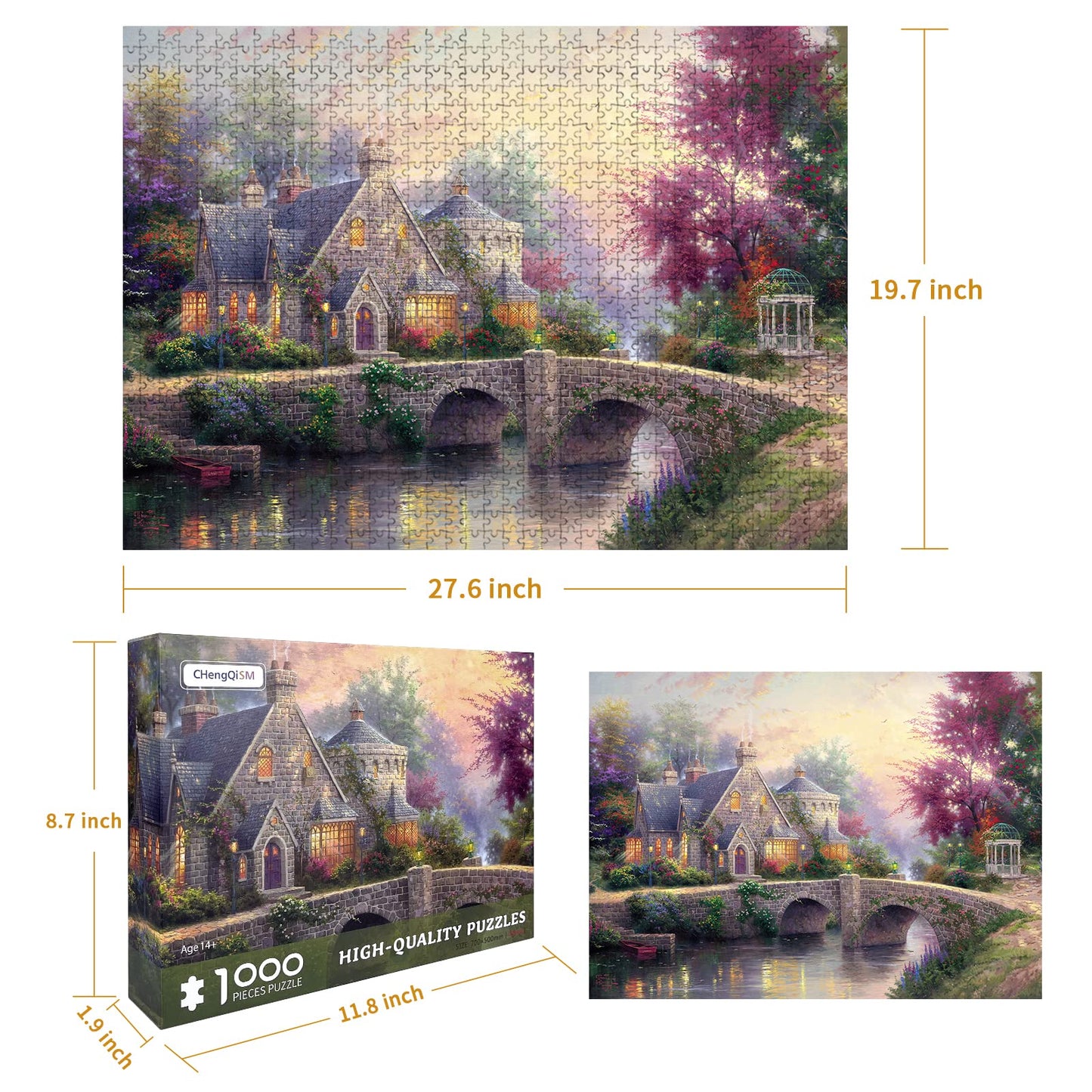 CHengQiSM 1000-Piece Jigsaw Puzzle: Country House Spring Landscape