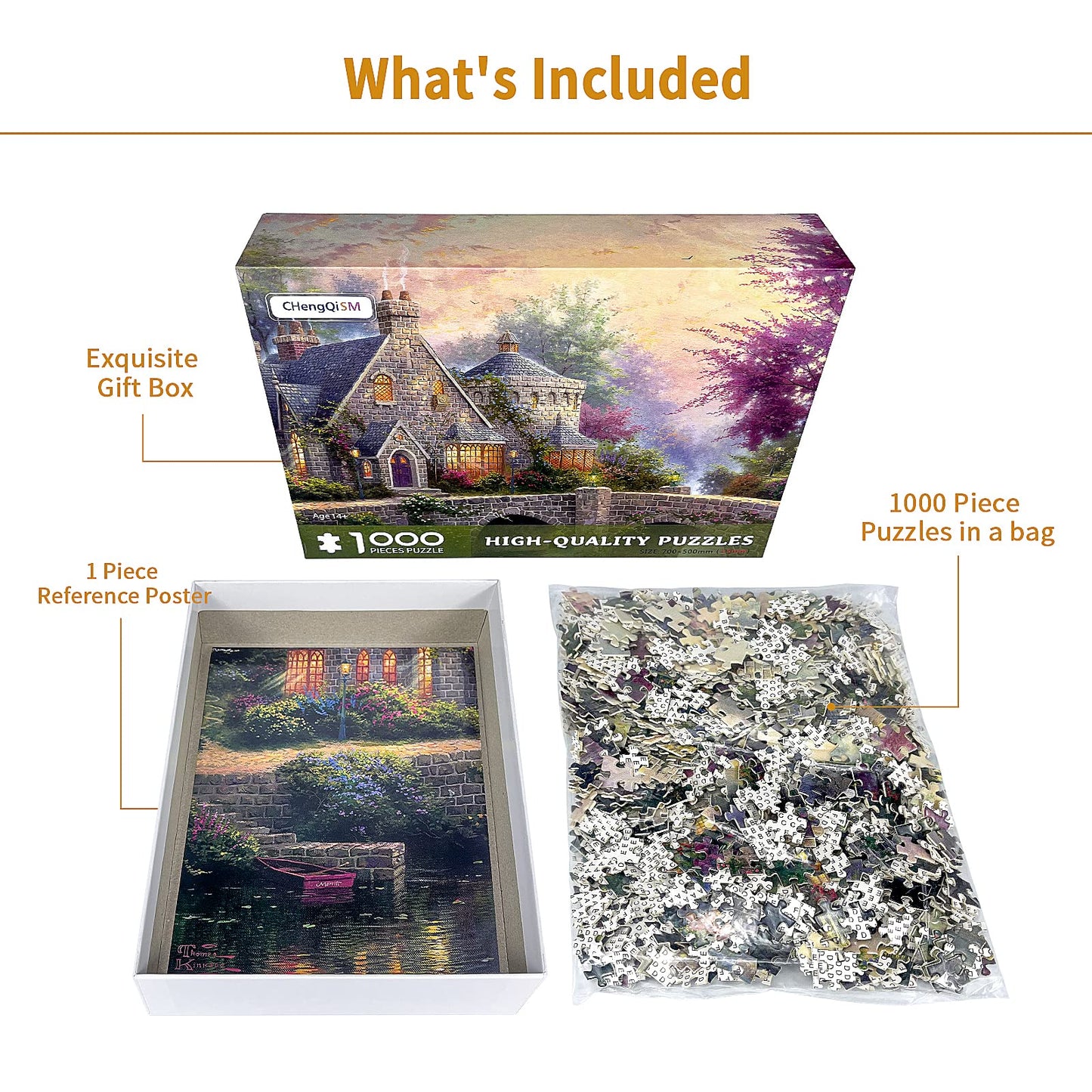 CHengQiSM 1000-Piece Jigsaw Puzzle: Country House Spring Landscape
