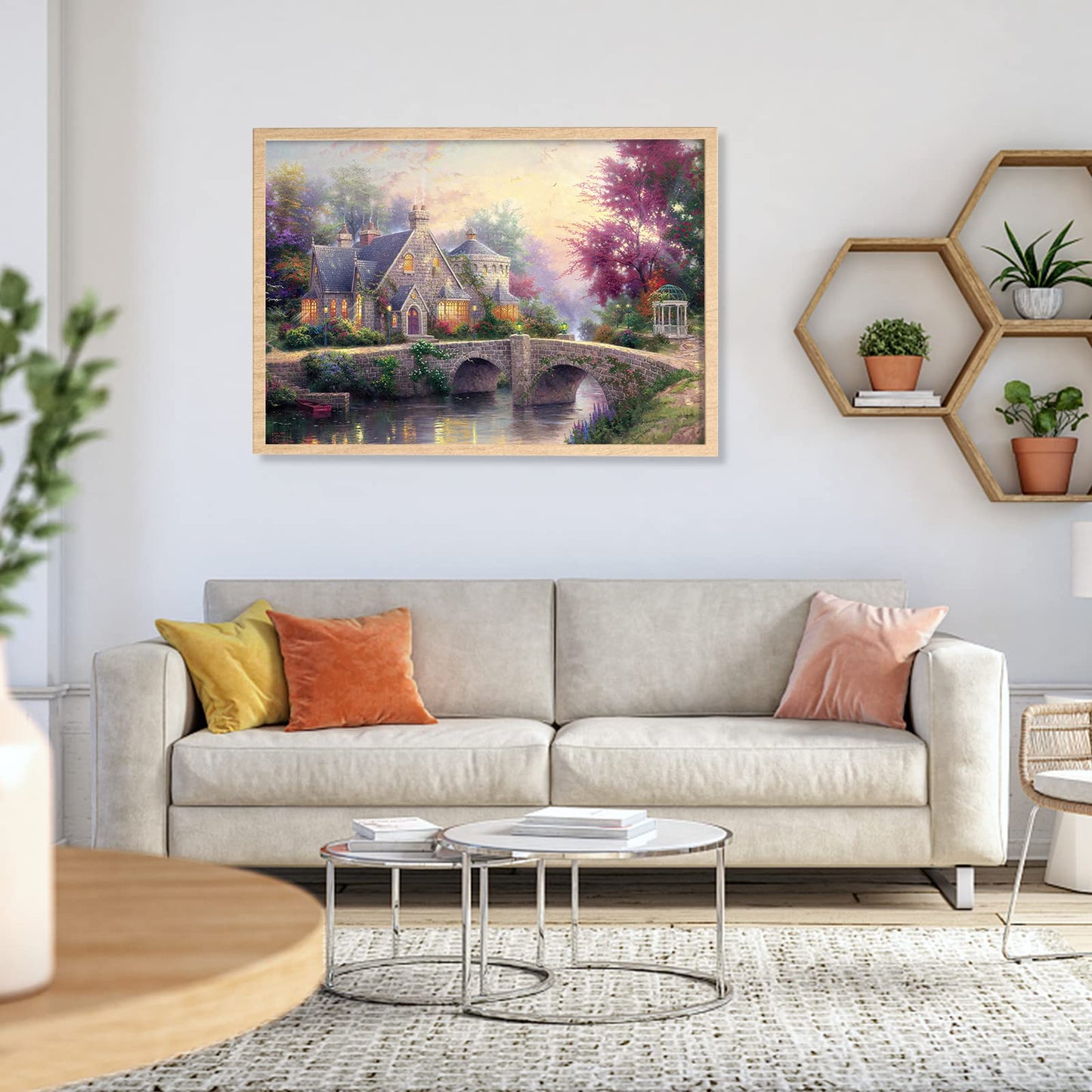 CHengQiSM 1000-Piece Jigsaw Puzzle: Country House Spring Landscape