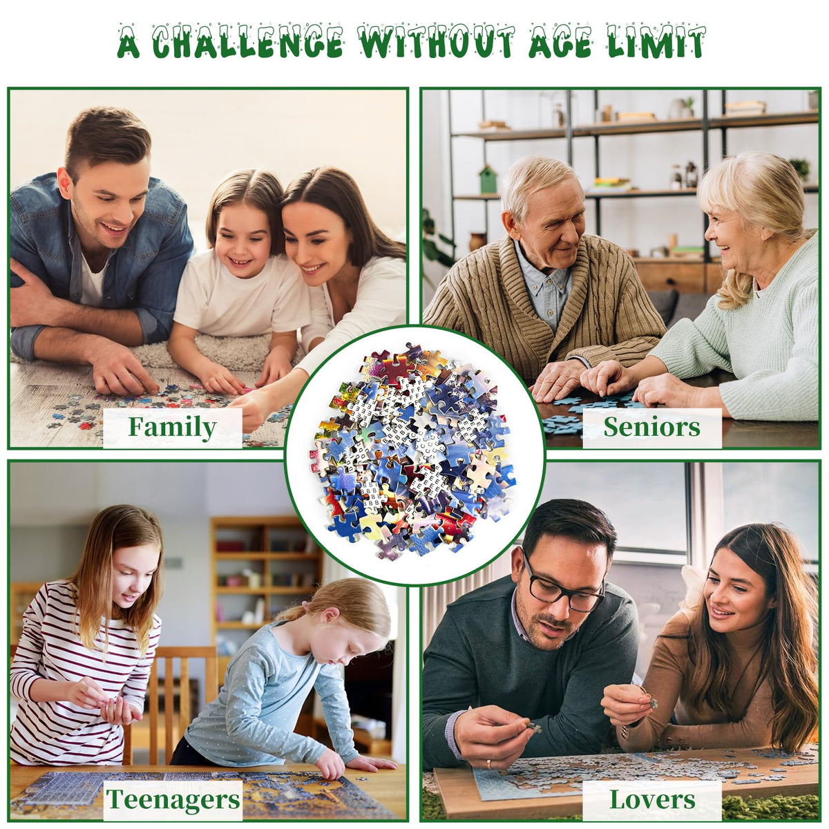 CHengQiSM 1000 Piece Puzzle – Aurora Cabin Christmas Snowy Night for Adults