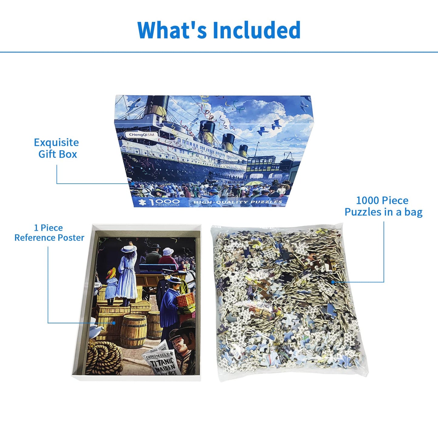CHengQiSM 1000-Piece Titanic Jigsaw Puzzle – Cruise Ship Oil Painting