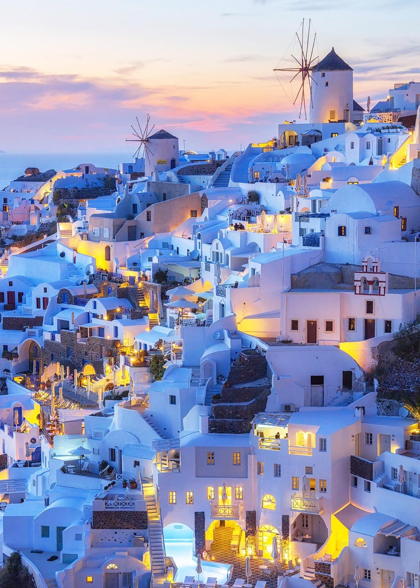 CHengQiSM 1000-Piece Santorini Landscape Puzzle – Sunset Skyline Jigsaw for Adults