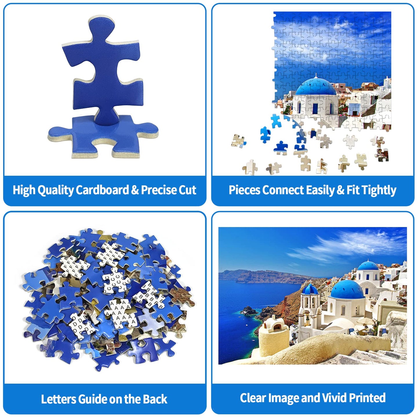 CHengQiSM 1000-Piece Jigsaw Puzzle – Dreamy Aegean Sea, Santorini Landscape, Anti-Glare