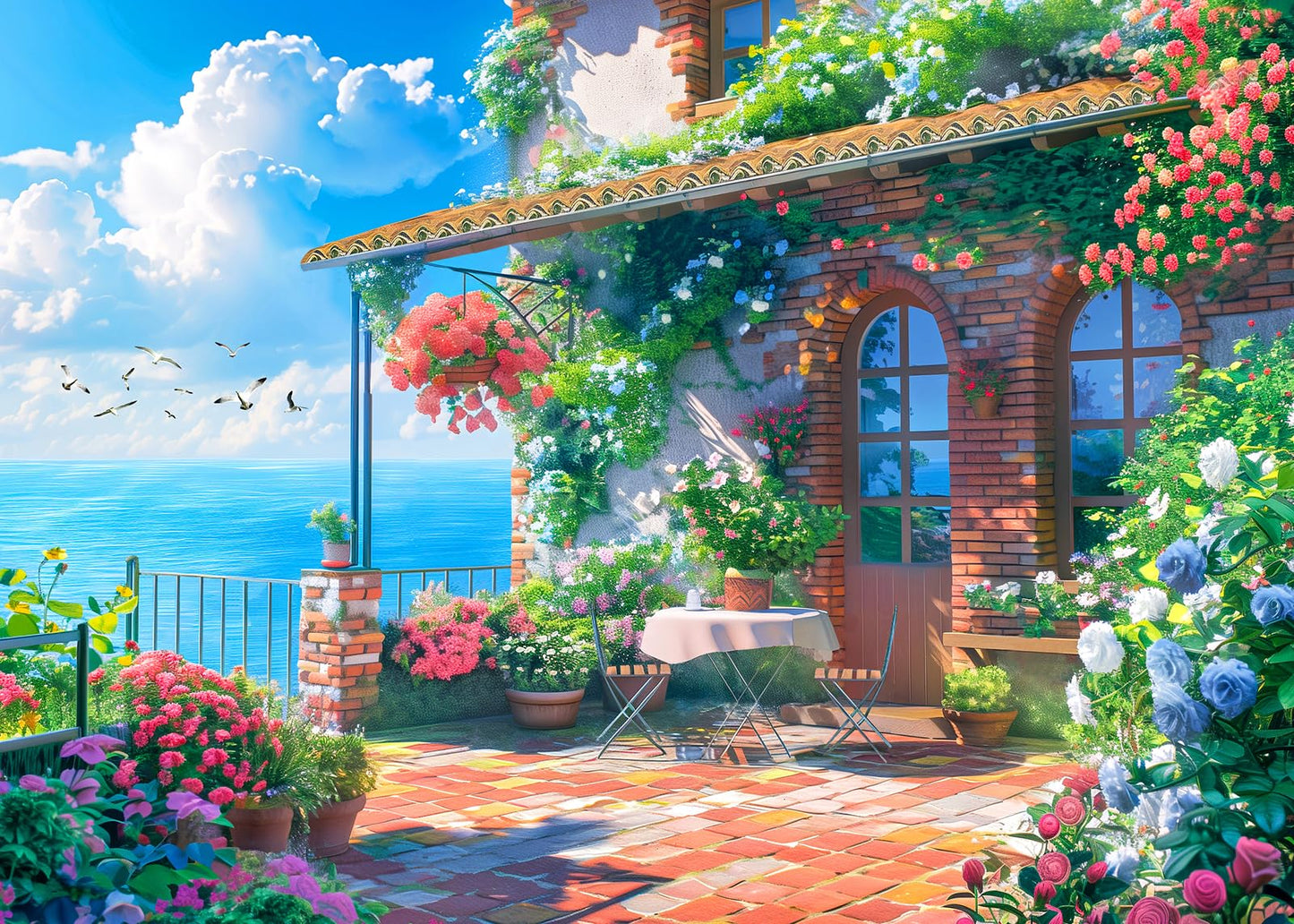 CHengQiSM Seaview Cottage 1000 Piece Puzzle – Coastal Seaside Jigsaw for Adults