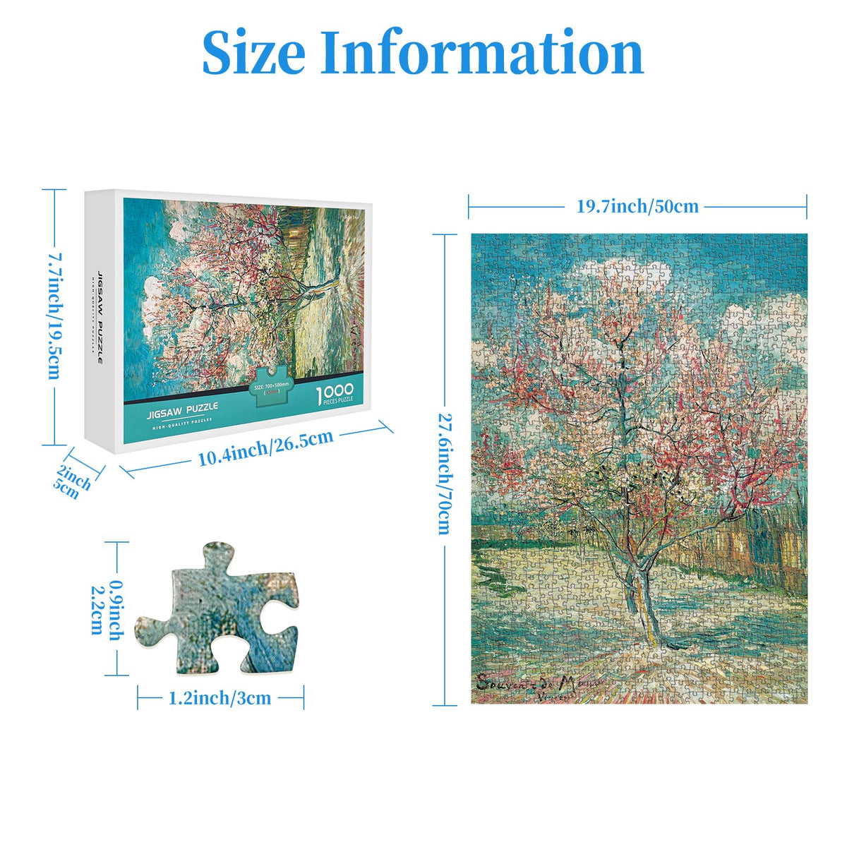 CHengQiSM 1000-Piece Puzzle – Van Gogh Peach Trees in Blossom