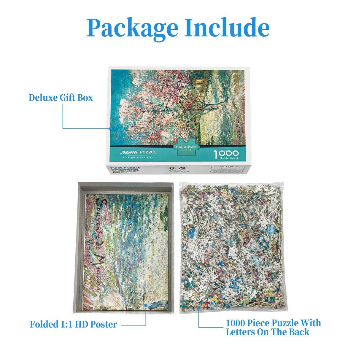 CHengQiSM 1000-Piece Puzzle – Van Gogh Peach Trees in Blossom