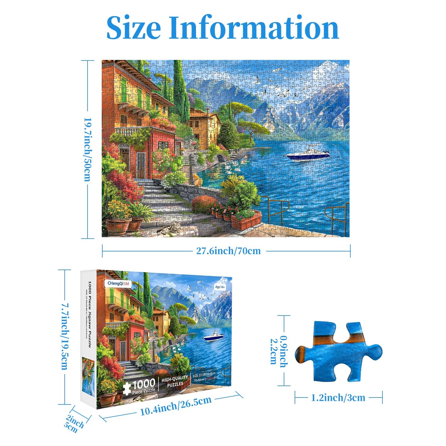 CHengQiSM Seaside Resort 1000-Piece Puzzle for Adults – Ocean City Landscape