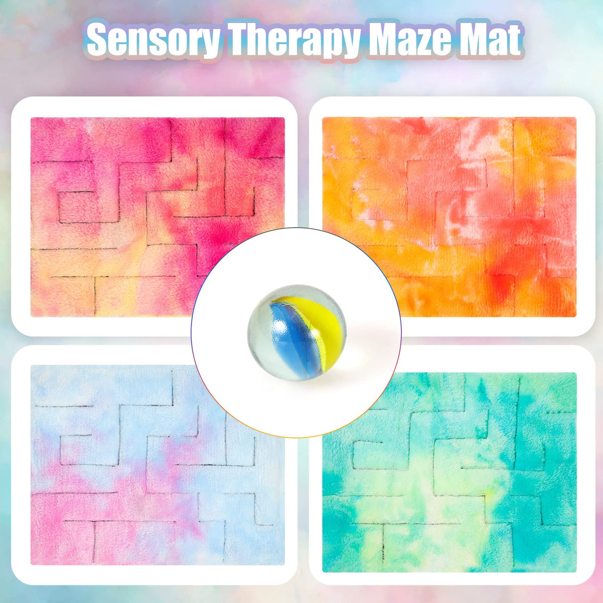 CHENGU Marble Maze Mat Set — 4 Pcs Sensory Fidget Toys for Focus & Calm (8.66 x 6.3 in)