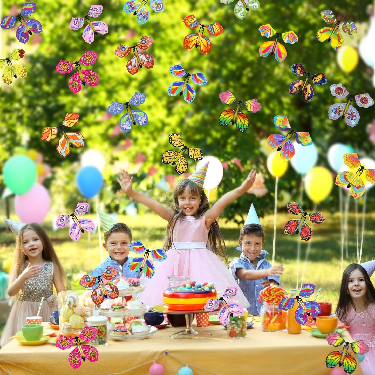 Chenkaiyang 20pcs Magic Flying Butterfly – Wind-Up Bright Color Toy for Parties