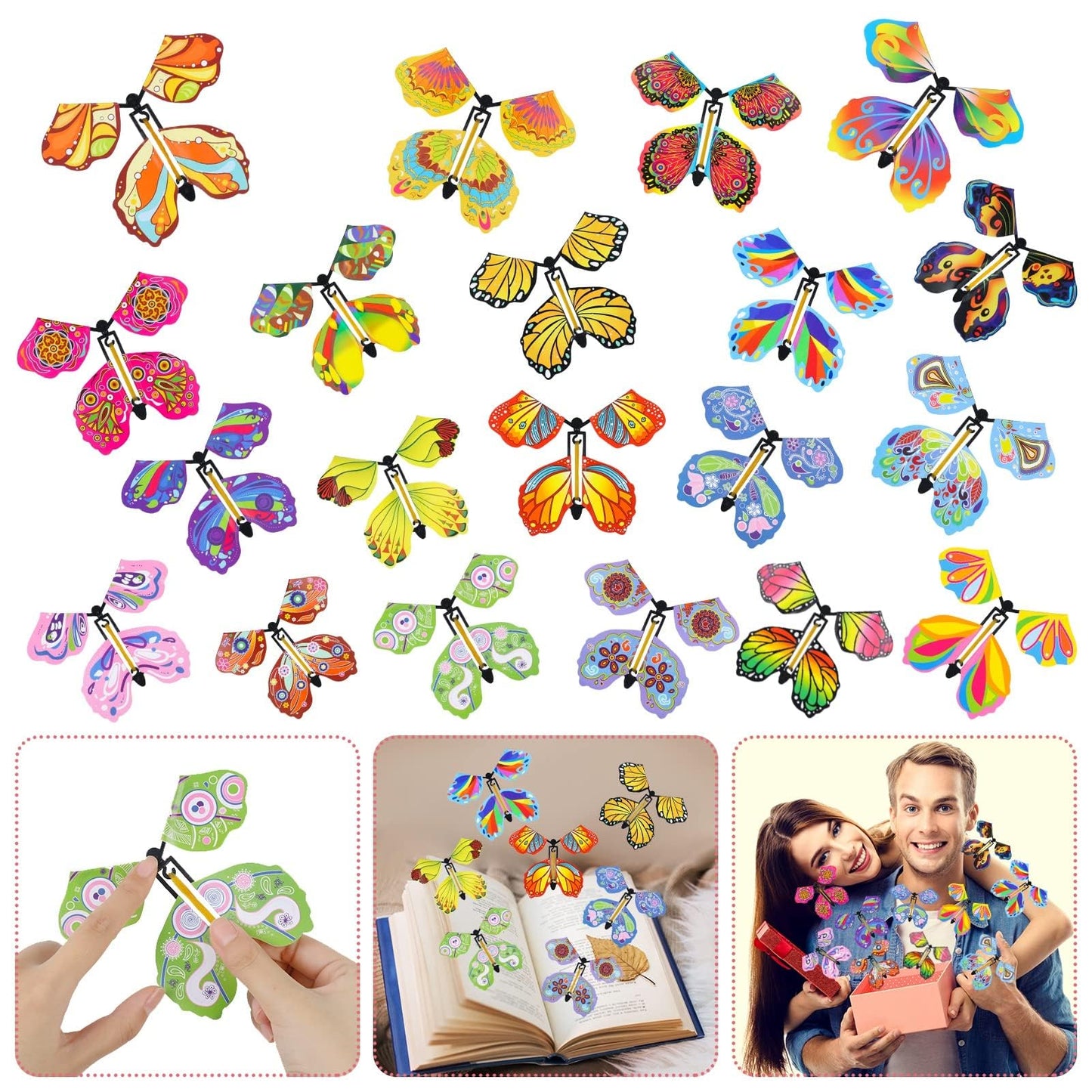 Chenkaiyang 20pcs Magic Flying Butterfly – Wind-Up Bright Color Toy for Parties