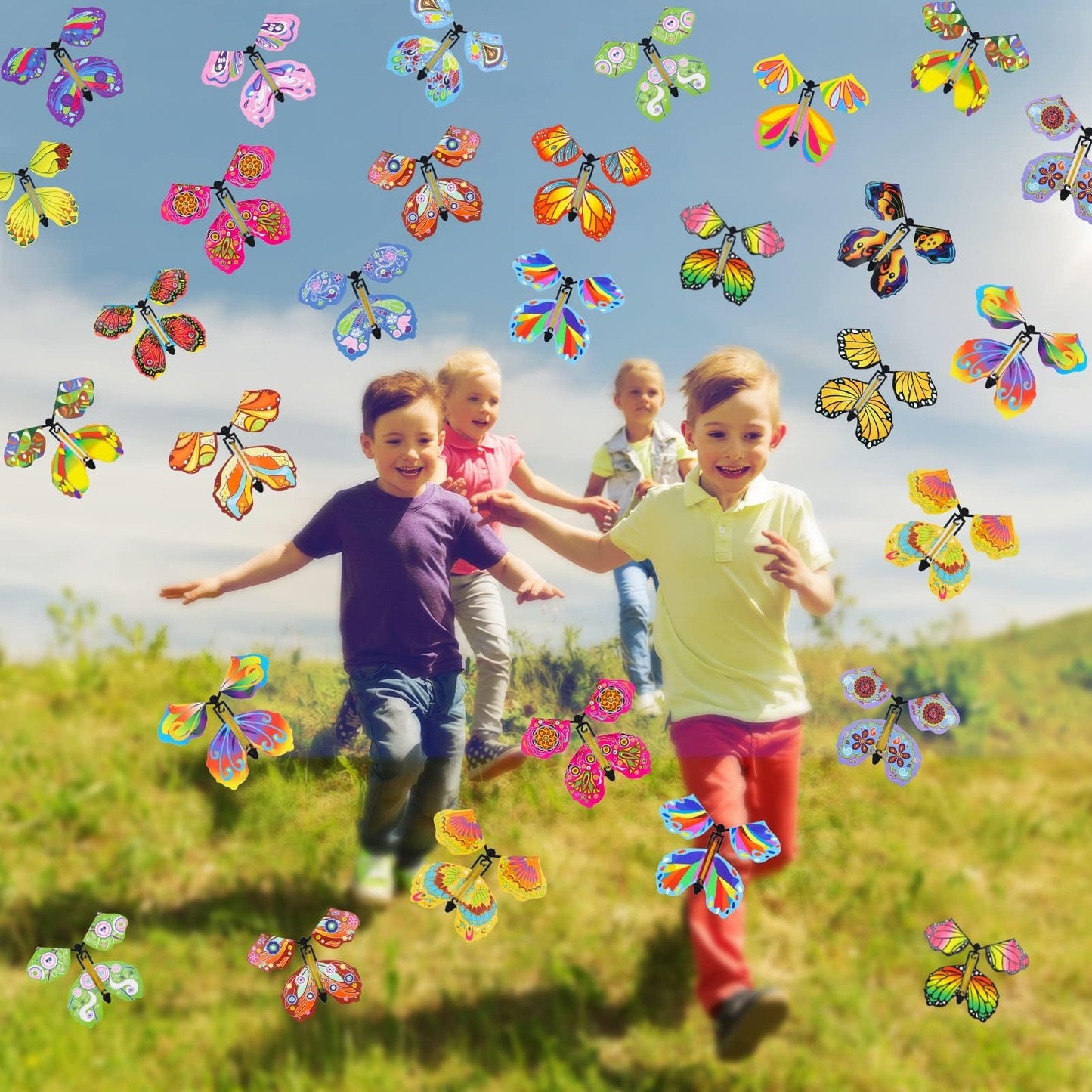 Chenkaiyang 20pcs Magic Flying Butterfly – Wind-Up Bright Color Toy for Parties
