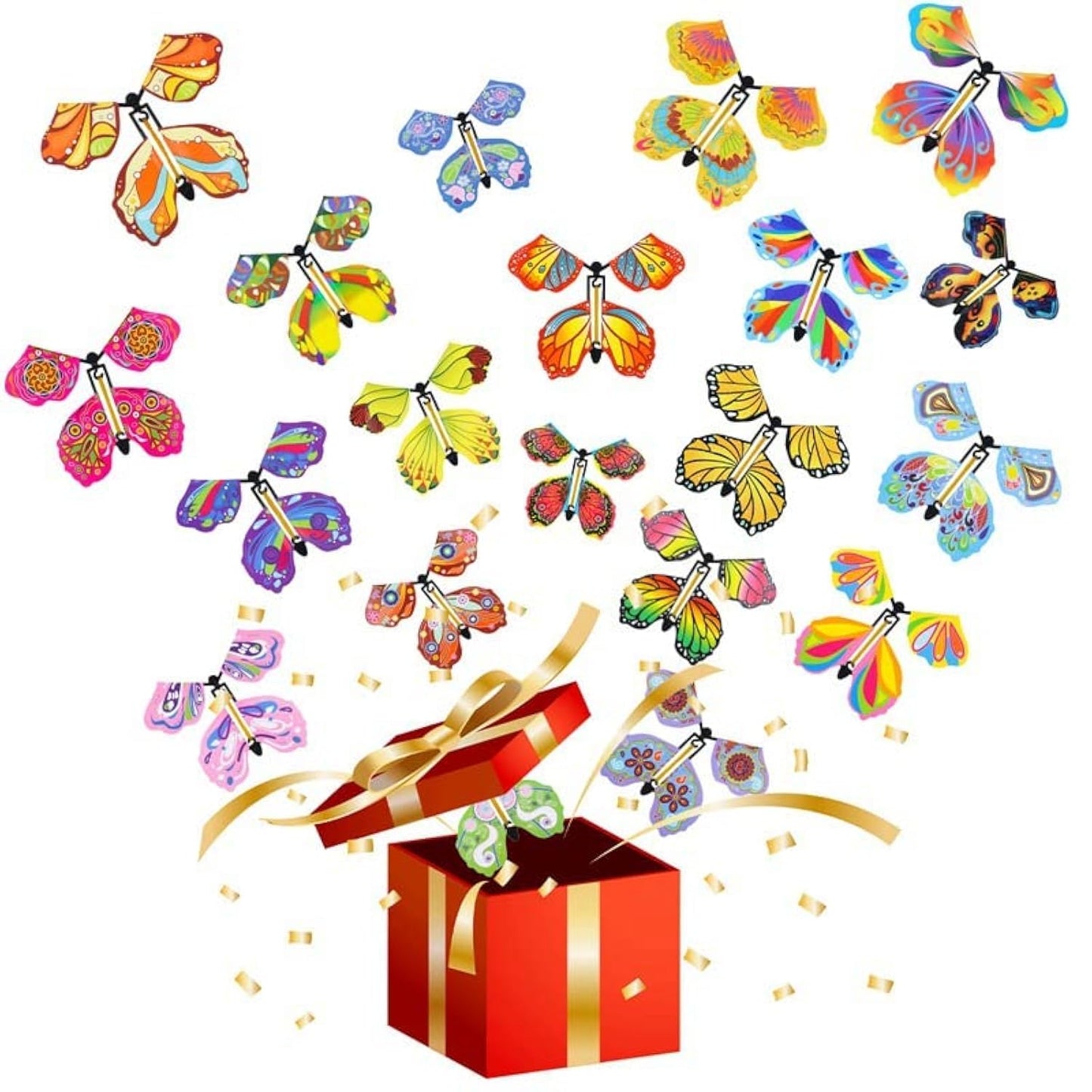 Chenkaiyang 20pcs Magic Flying Butterfly – Wind-Up Bright Color Toy for Parties