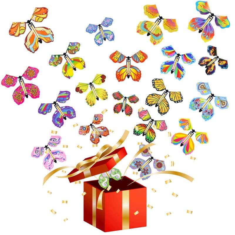 Chenkaiyang 20pcs Magic Flying Butterfly – Wind-Up Bright Color Toy for Parties