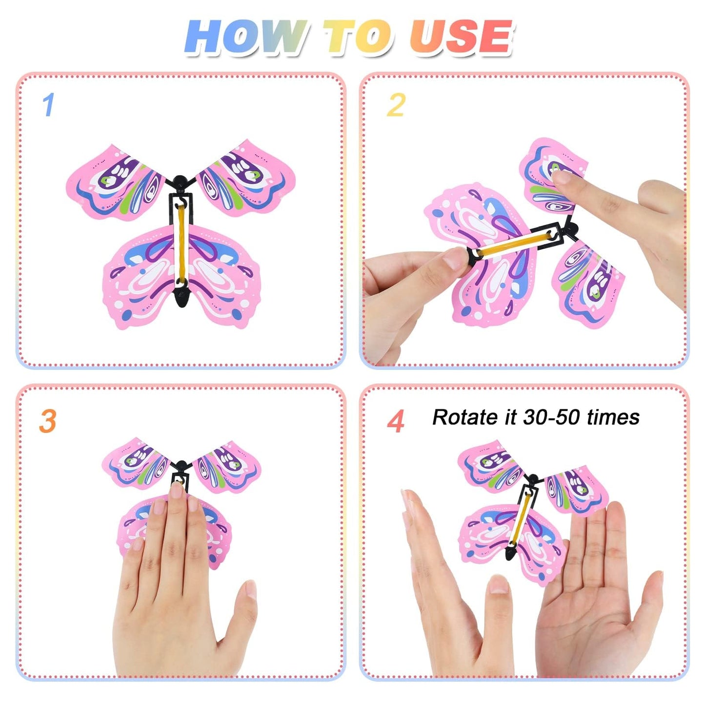Chenkaiyang 20pcs Magic Flying Butterfly – Wind-Up Bright Color Toy for Parties