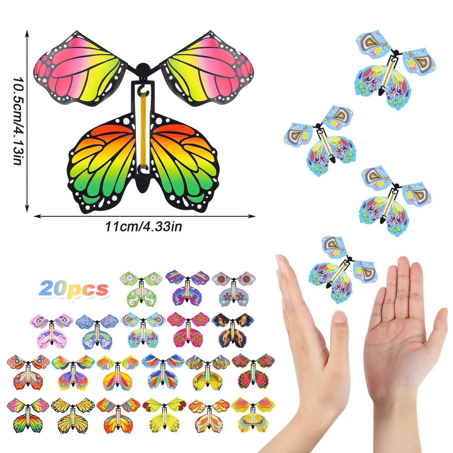 Chenkaiyang 20pcs Magic Flying Butterfly – Wind-Up Bright Color Toy for Parties