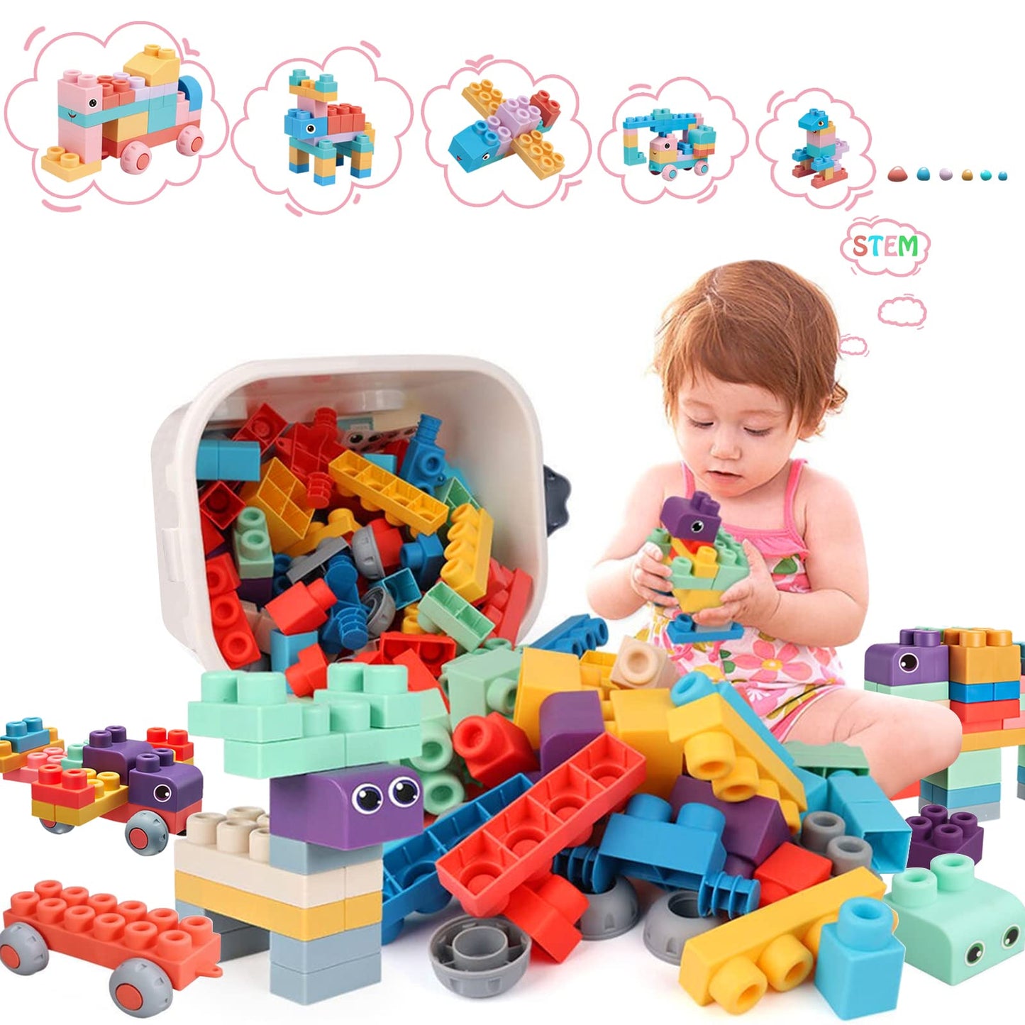 Chenxuanbro 78-Pcs STEM Soft Blocks for Ages 18m-6y