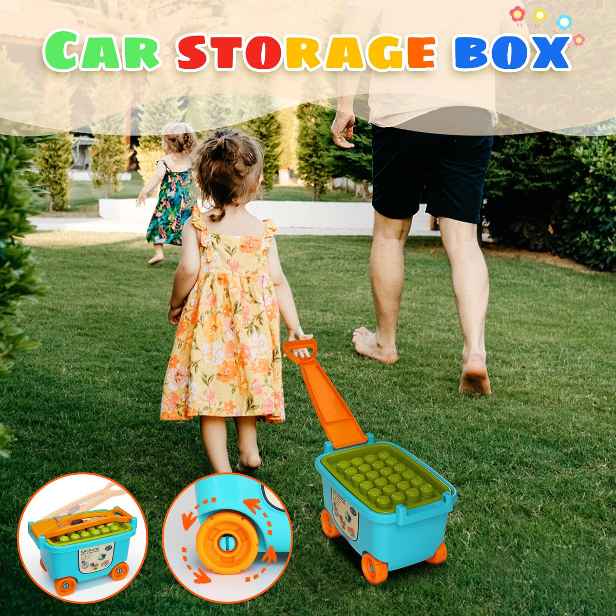 chenxuanbro Large Particle Soft Building Blocks with Handcart | 18 Months–6 Years | Preschool STEM Toy