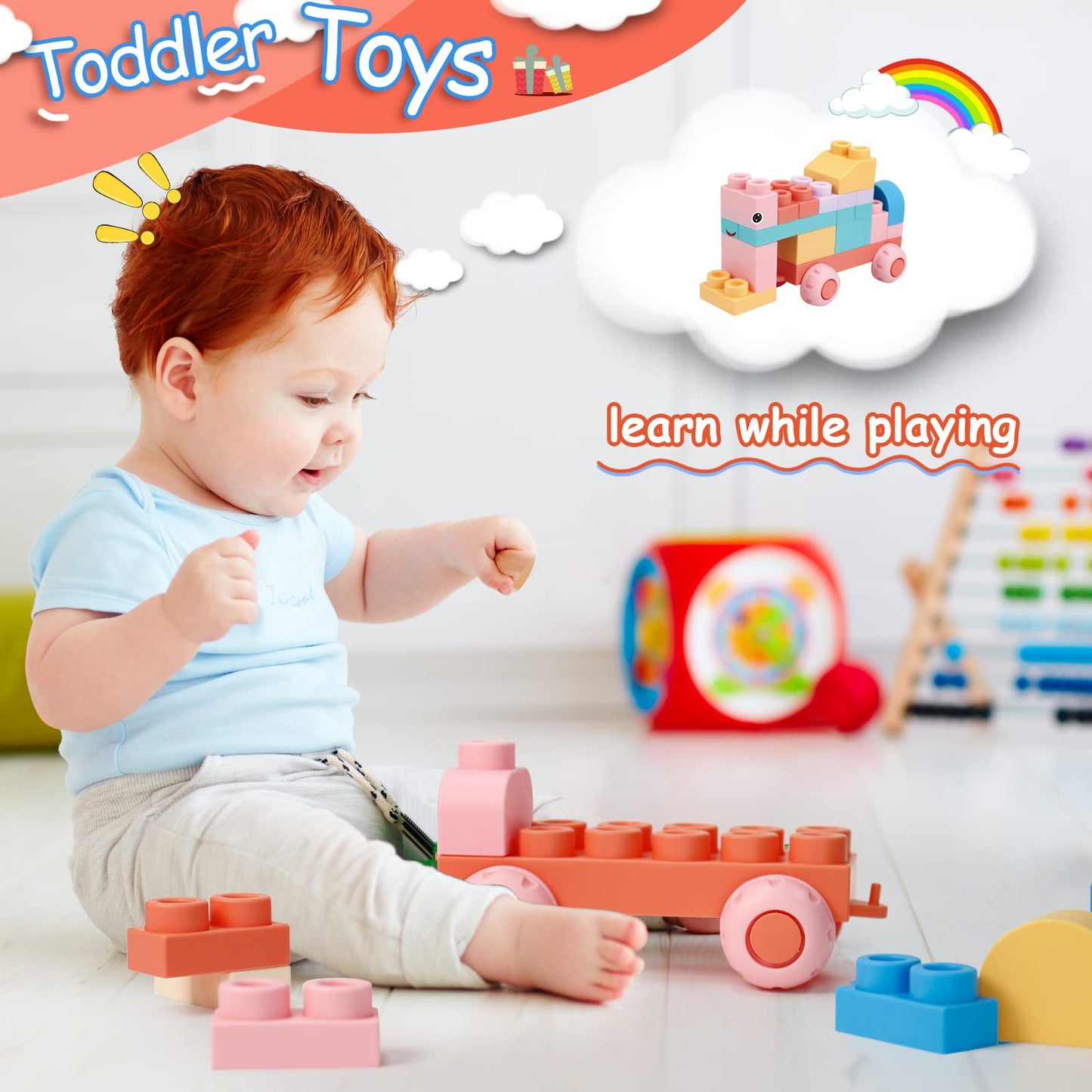 Chenxuanbro 78-Pcs STEM Soft Blocks for Ages 18m-6y