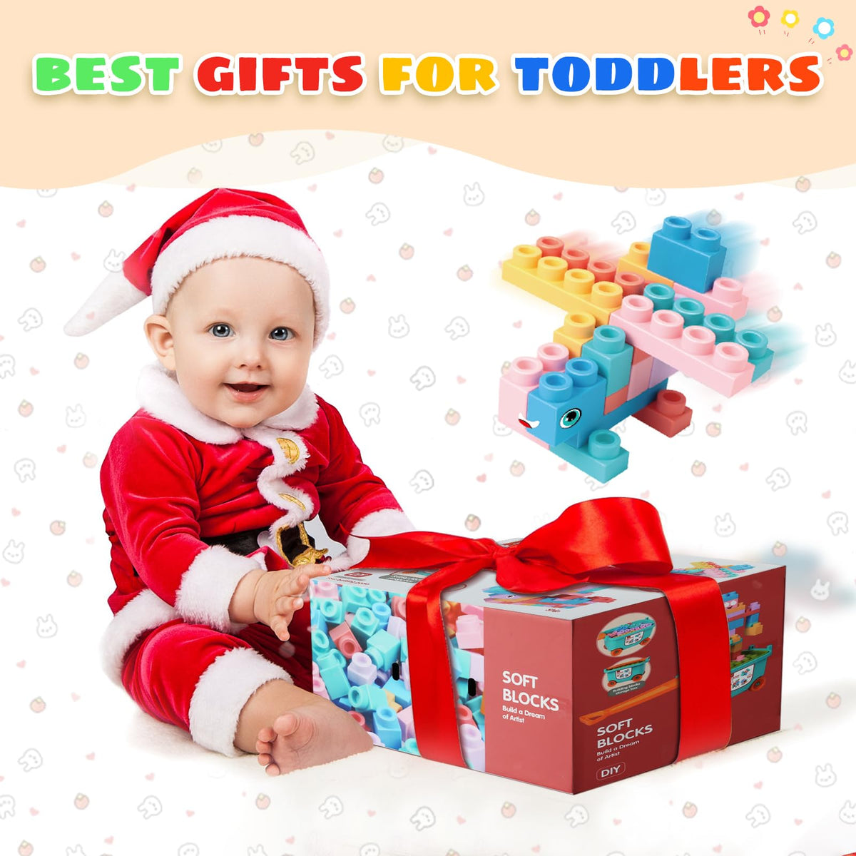chenxuanbro Large Particle Soft Building Blocks with Handcart | 18 Months–6 Years | Preschool STEM Toy
