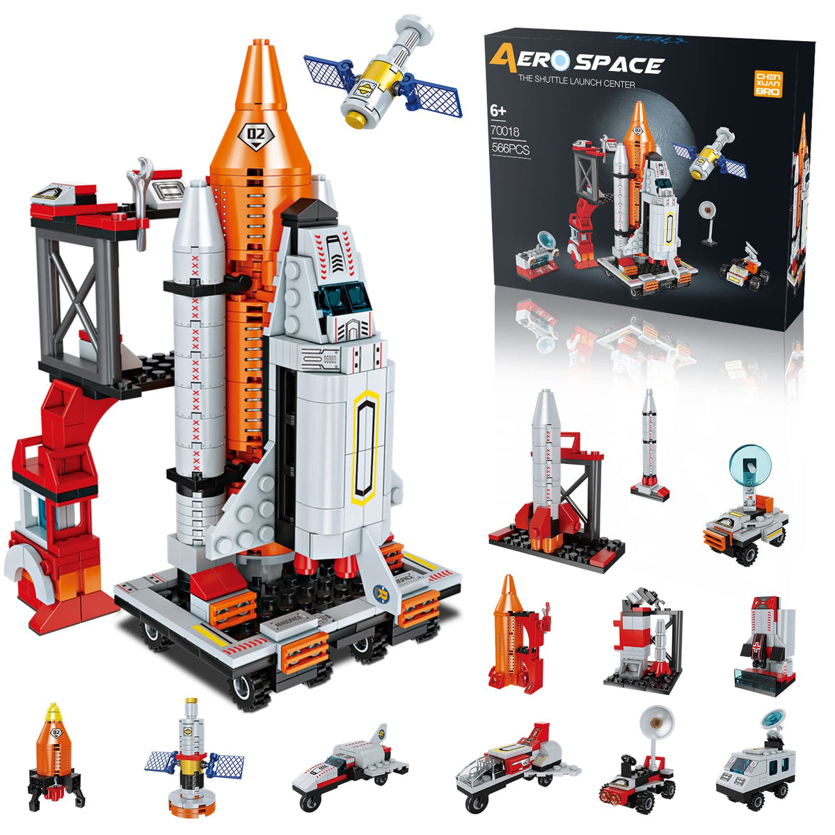 Chenxuanbro Space Shuttle Toys – 12-in-1 STEM Kit (566 PCS) for Ages 6–12