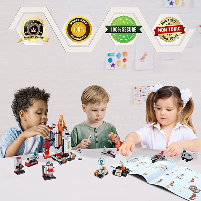 Chenxuanbro Space Shuttle Toys – 12-in-1 STEM Kit (566 PCS) for Ages 6–12