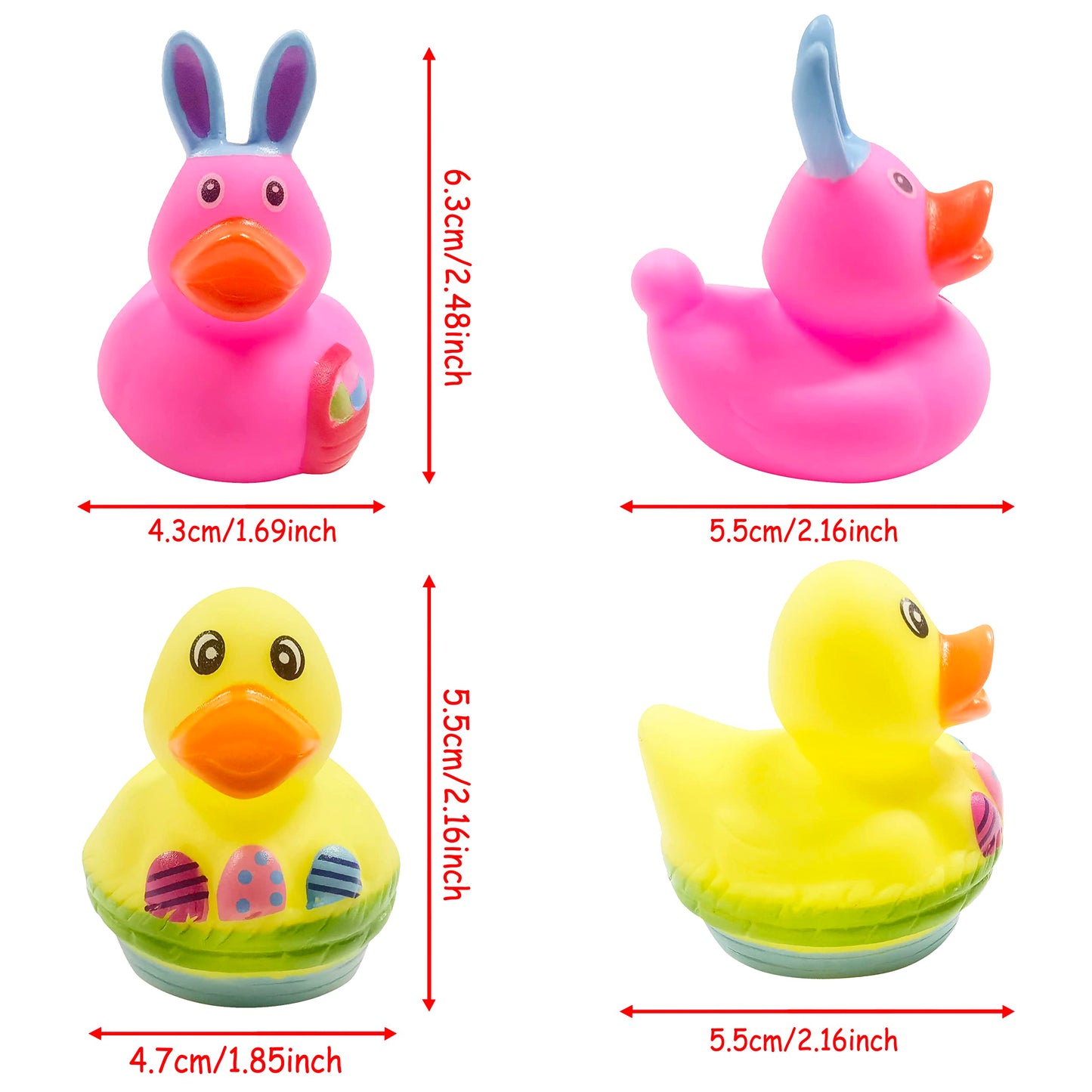 Cherislpy 24 Pcs Prefilled Easter Eggs with Bunny Duckies – Bright Colorful Bath Toys & Party Favors