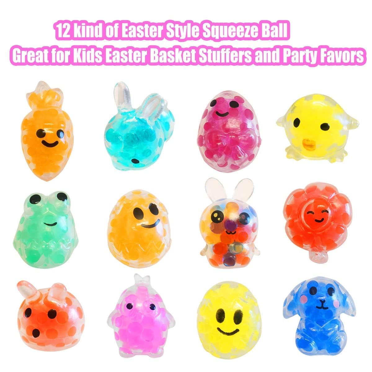 Cherislpy 32 Pack Prefilled Easter Eggs with Squishy Toys Inside Bright Colorful Filled Squeeze Toys Great for Easter Basket Stuffers Egg Fillers Party Favors