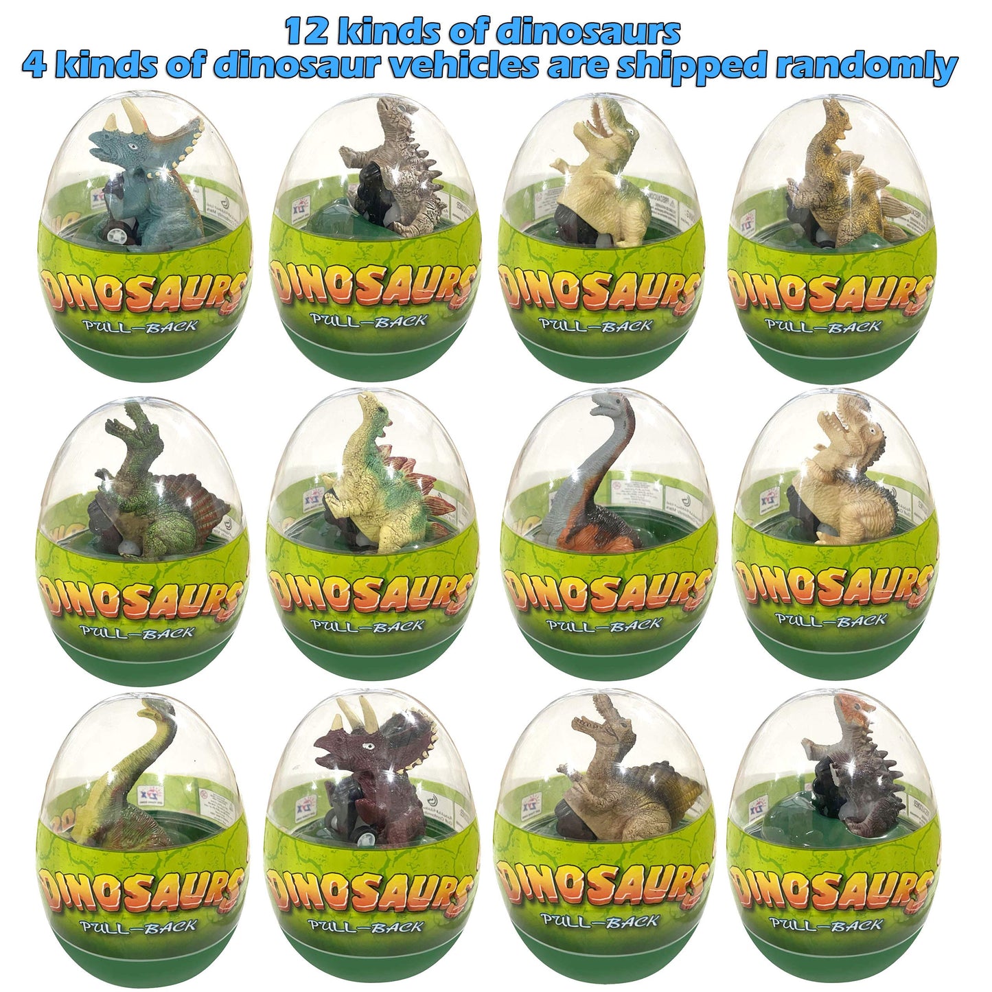 Cherislpy 4-Pack Jumbo Dinosaur Eggs with Pull-Back Cars – Easter Toys for Kids