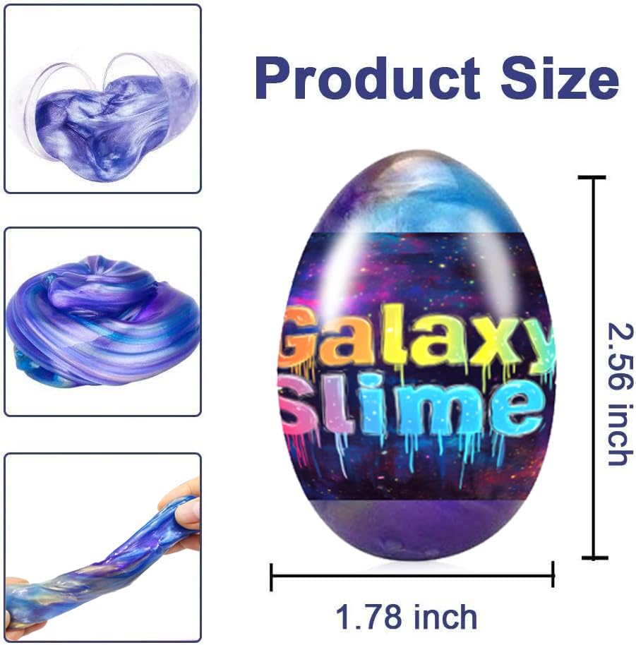 Cherislpy 6 Pcs Easter Galaxy Slime Eggs – Fun Slime Eggs for Kids