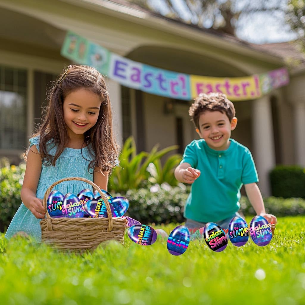 Cherislpy 6 Pcs Easter Galaxy Slime Eggs – Fun Slime Eggs for Kids