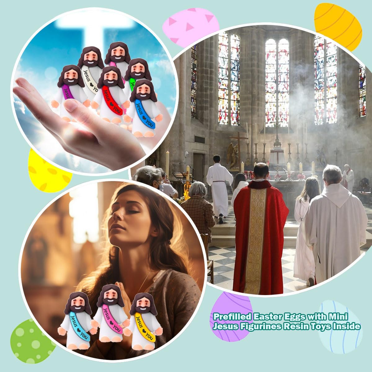 Cherislpy 24 Pcs Jesus Toys – Mini Rubber Jesus Figurines for Hide & Seek, Sunday School, Baptism & Party Favors