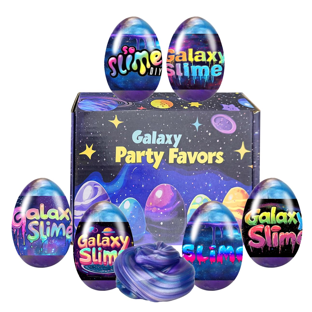 Cherislpy 6 Pcs Easter Galaxy Slime Eggs – Fun Slime Eggs for Kids