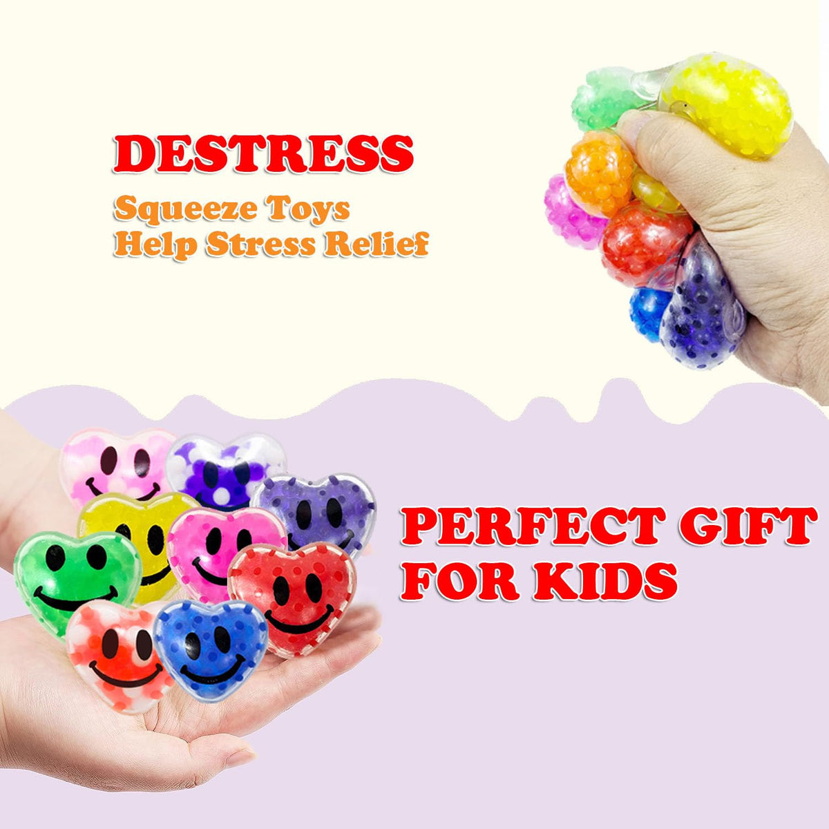 Cherislpy 24 Pack Valentines Day Squeeze Balls & Cards — Heart Shaped Stress Toys for Party Favors