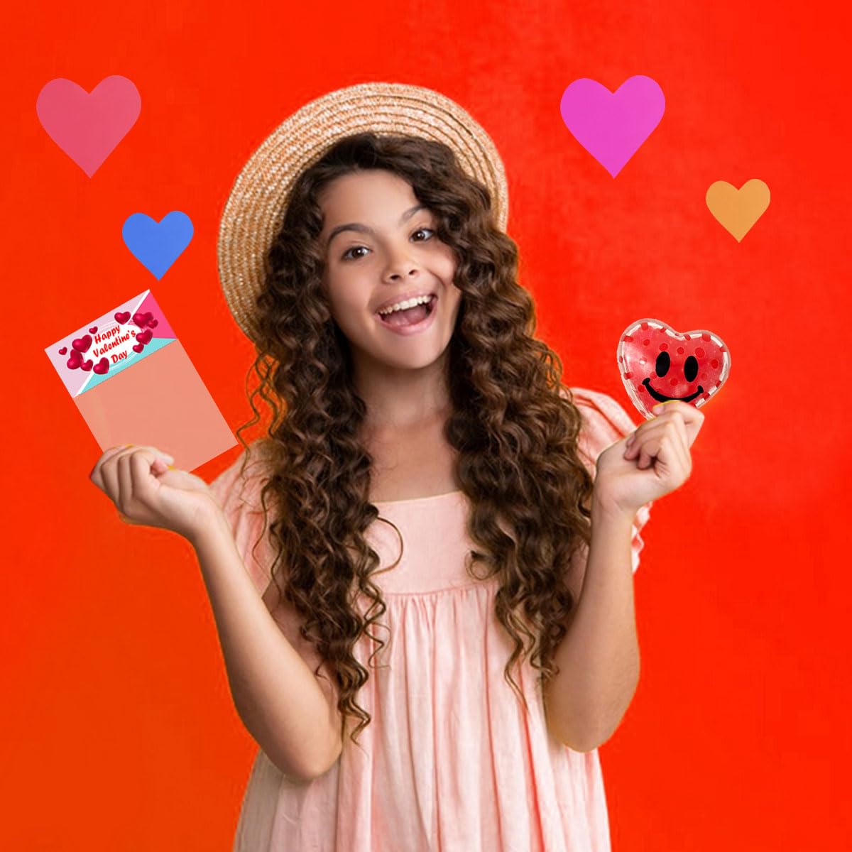 Cherislpy 24 Pack Valentines Day Squeeze Balls & Cards — Heart Shaped Stress Toys for Party Favors