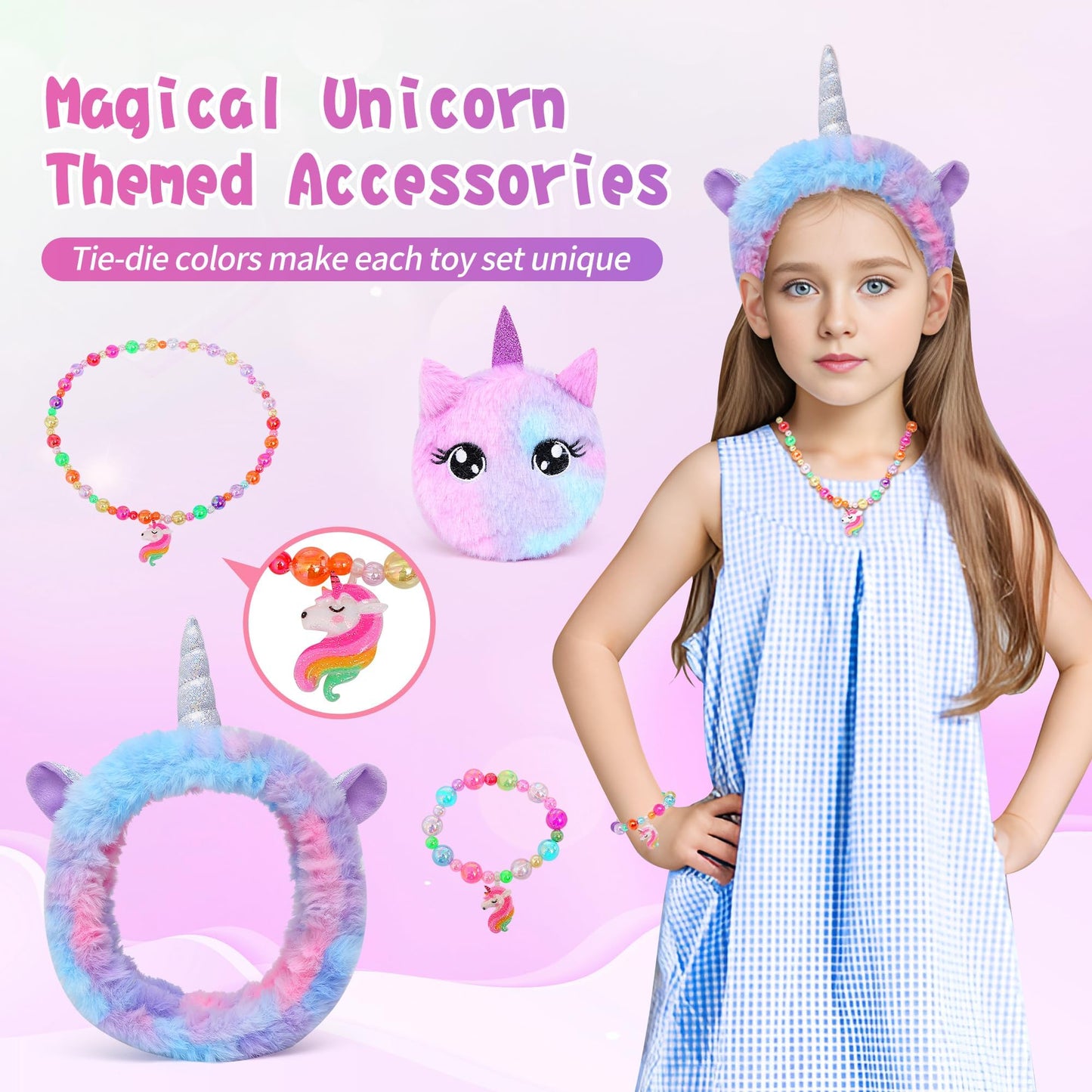 Cherry Tale Unicorn Toys Gift Set for Girls 4-10 | Light-Up Star Pillow, Diary & DIY Water Bottle Kit