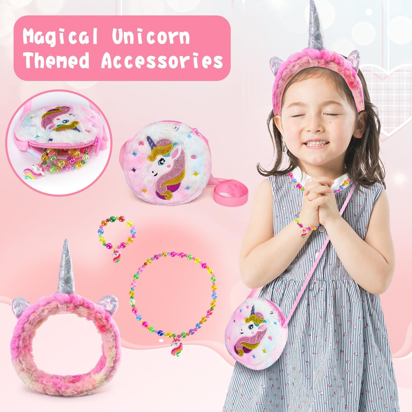 Cherry Tale Unicorn Gifts for Girls 4-10 | Plush Diary with Lock, Headband & Accessories