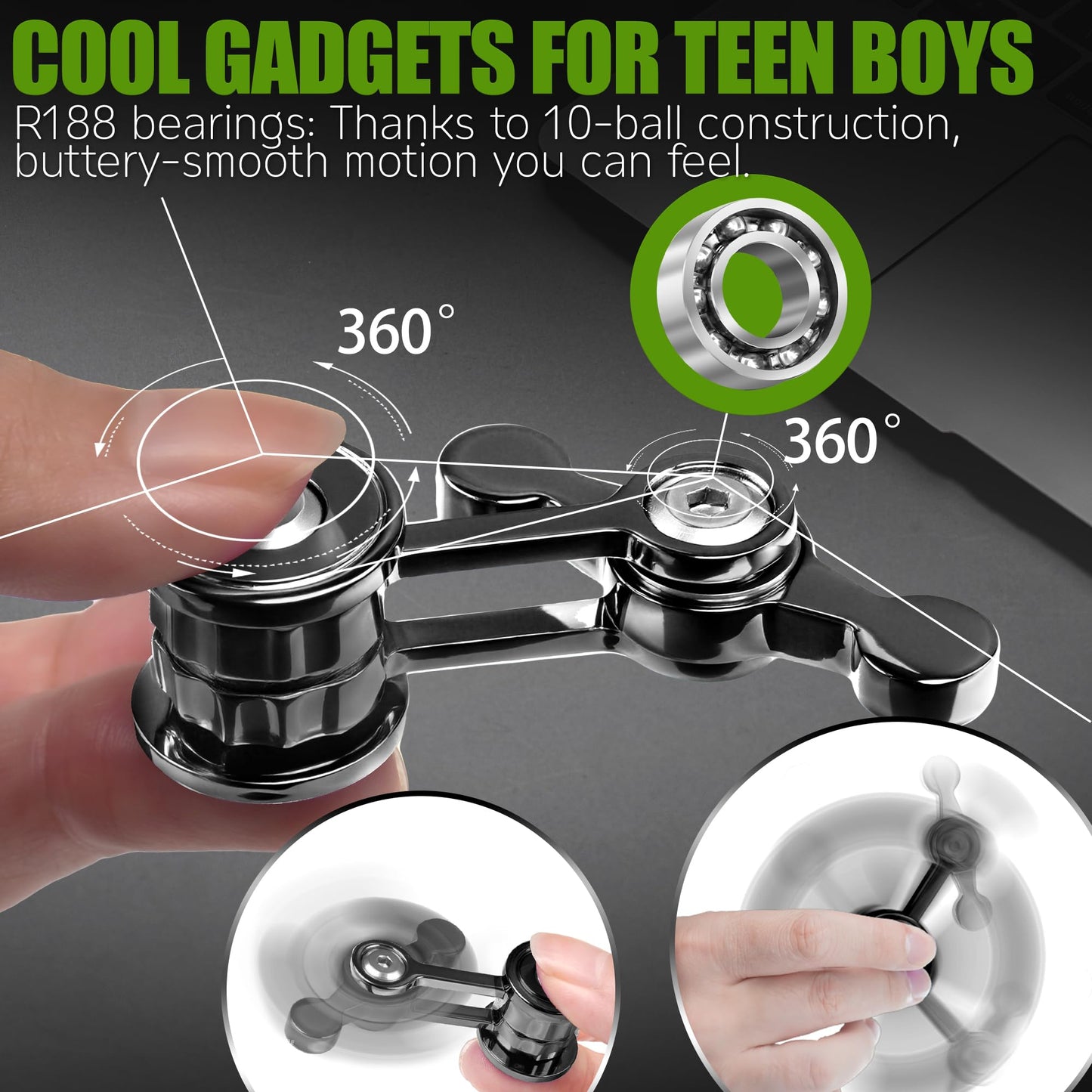 CHESLICR Double Pendulum Fidget Spinner — Silent Metal Desk Toy for Focus and Calming