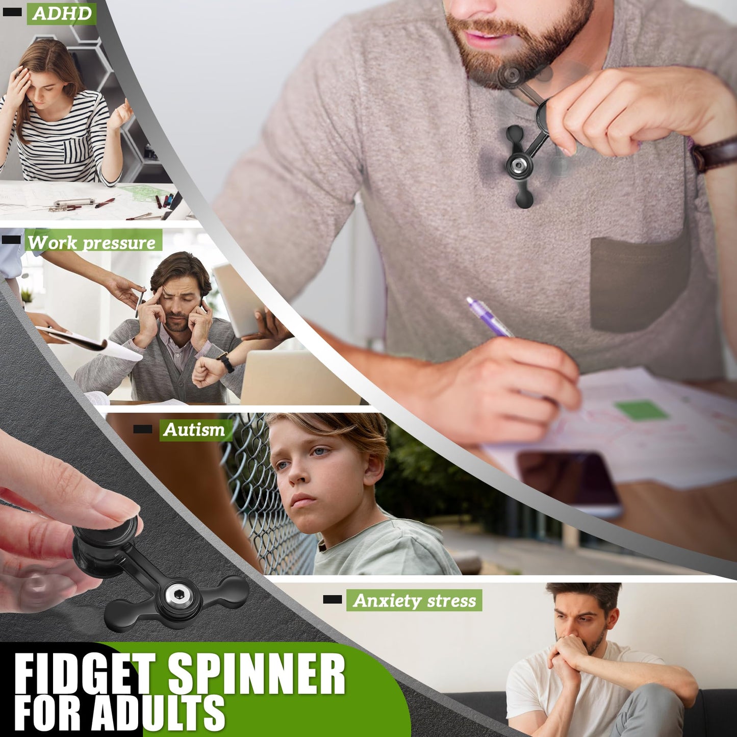 CHESLICR Double Pendulum Fidget Spinner — Silent Metal Desk Toy for Focus and Calming