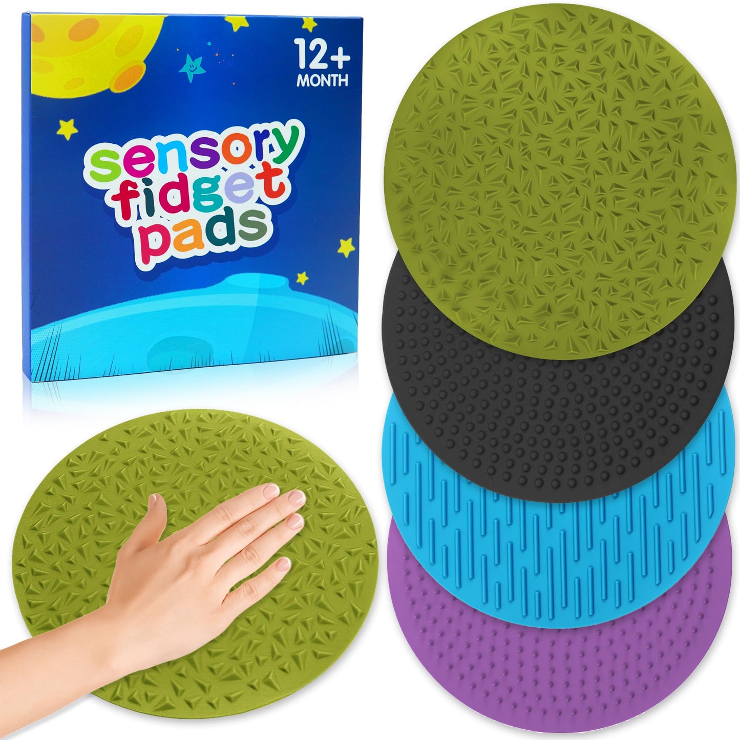 CHESLICR 4PC Sensory Wall Fidget Toys – Calming Silicone Mats for Toddlers & Classrooms