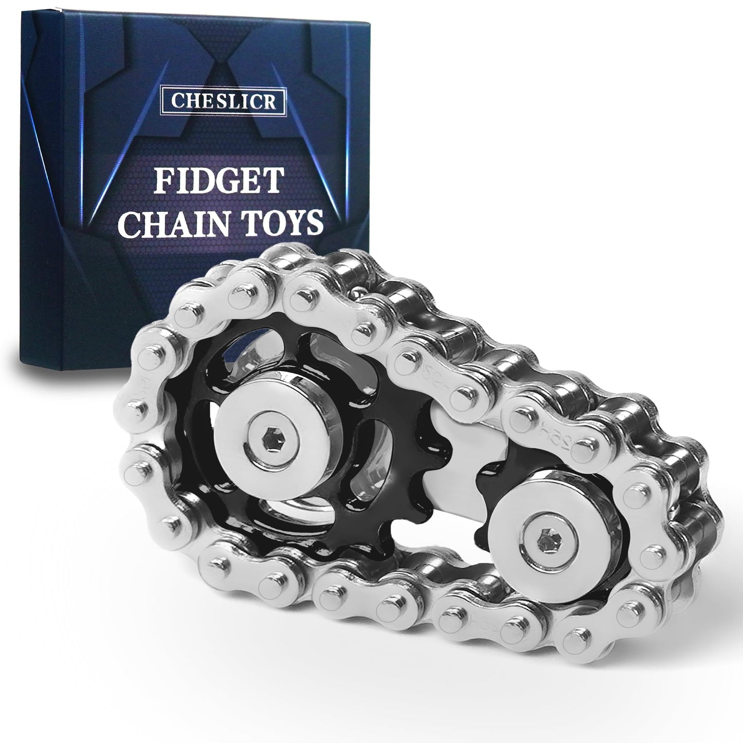 CHESLICR Metal Fidget Bike Chain Toy – Anxiety Relief, Sensory Desk Gadget for Adults