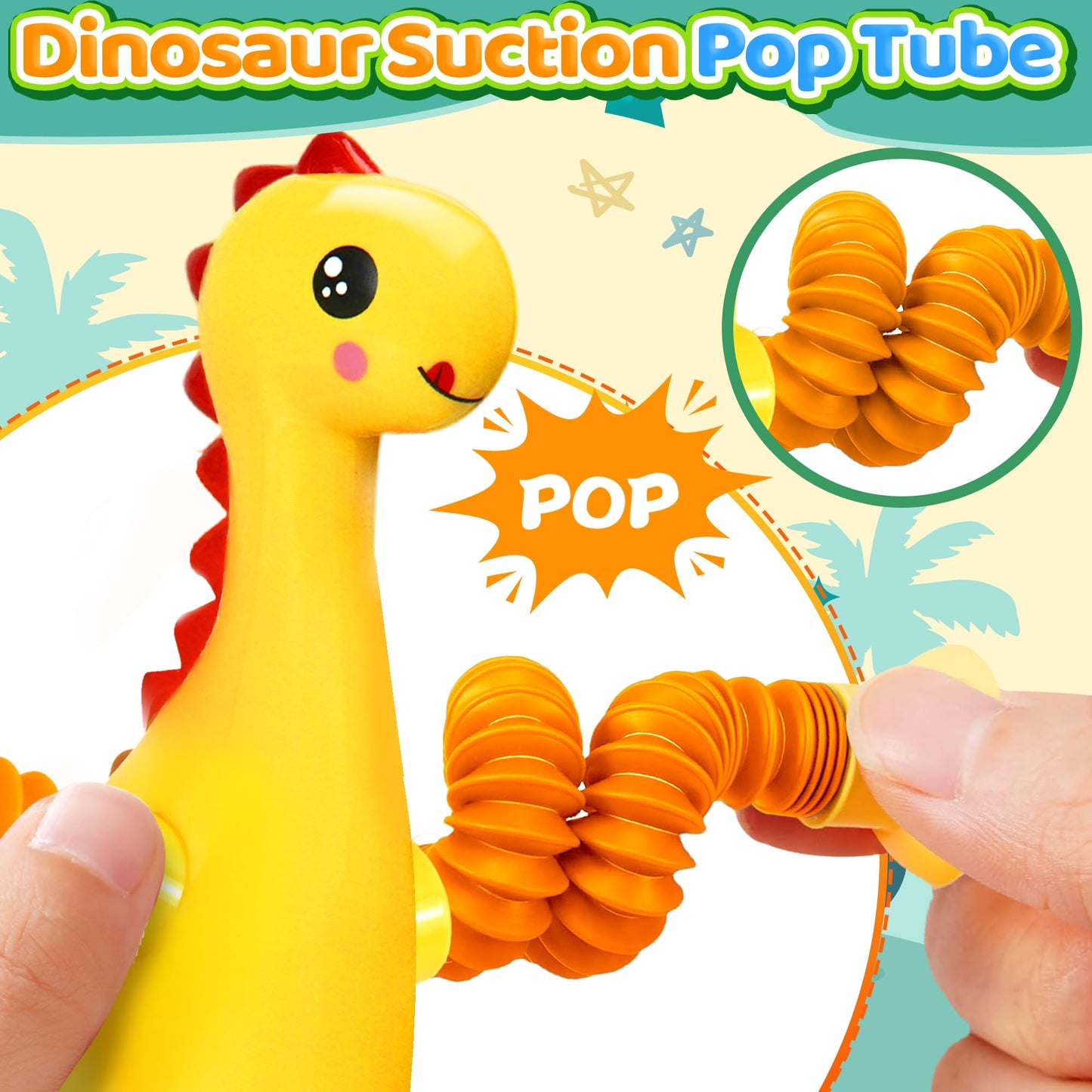 CHESLICR 4Pcs Dinosaur Travel Toys for Toddlers – Sensory Suction Cup Dino Activities