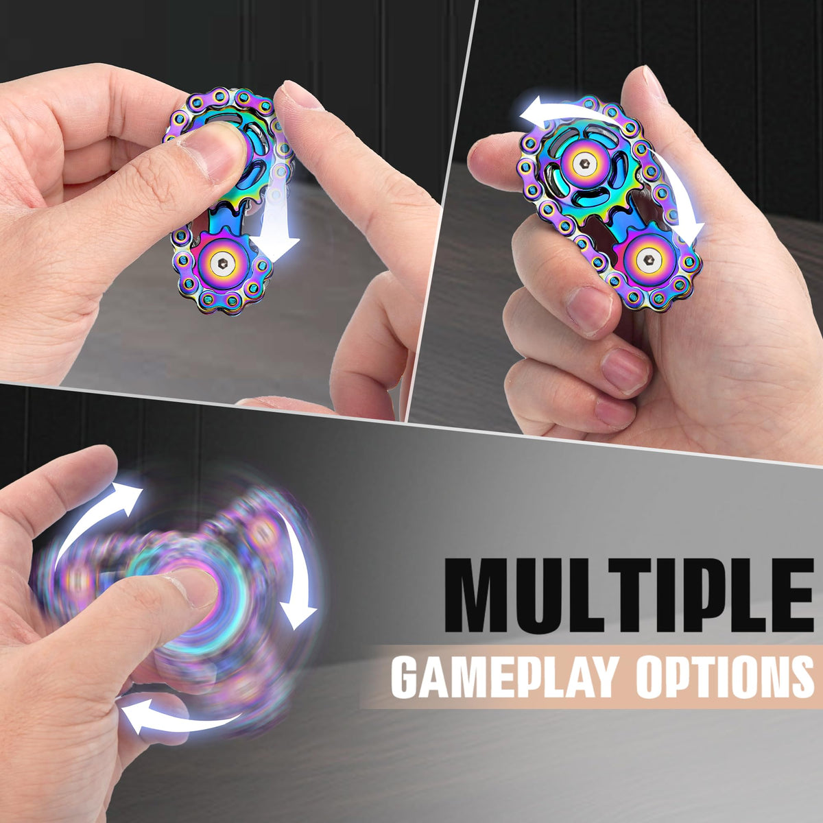 CHESLICR Fidget Spinners – Metal Figette Bike Chain Toy for Adults & Teens